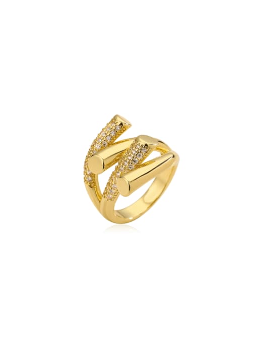 14274 Brass Cubic Zirconia Geometric Trend Stackable Ring
