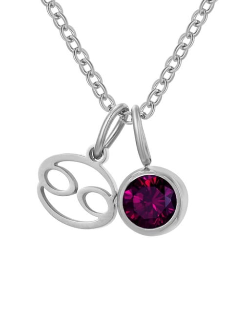 June Purple Cancer Steel Stainless steel Birthstone Constellation Cute Necklace