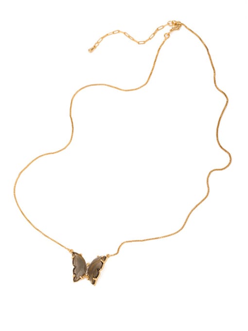 Butterfly Necklace Brass Cubic Zirconia Butterfly Minimalist Necklace