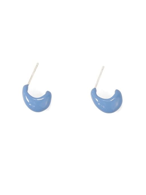 Light Blue Earrings Brass Enamel Geometric Minimalist Stud Earring