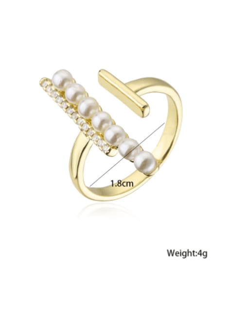 AOG Brass Imitation Pearl Geometric Trend Band Ring 1