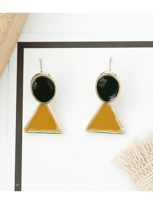 Coffee color Copper Enamel Triangle Minimalist Stud Trend Korean Fashion Earring