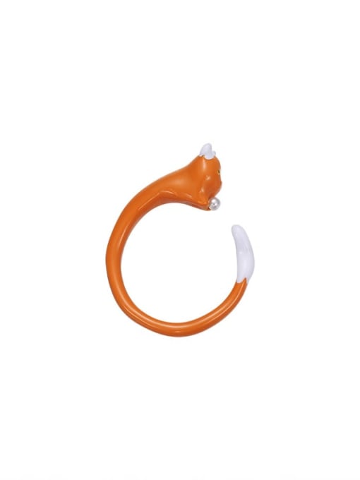 orange Brass Enamel Animal Cute Band Ring