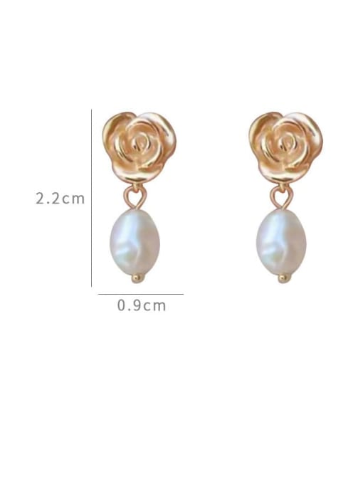 YOUH Brass Freshwater Pearl Flower Dainty Stud Earring 3