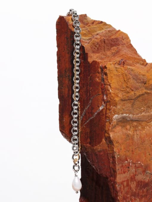 TINGS Brass Imitation Pearl Irregular Vintage Link Bracelet 1