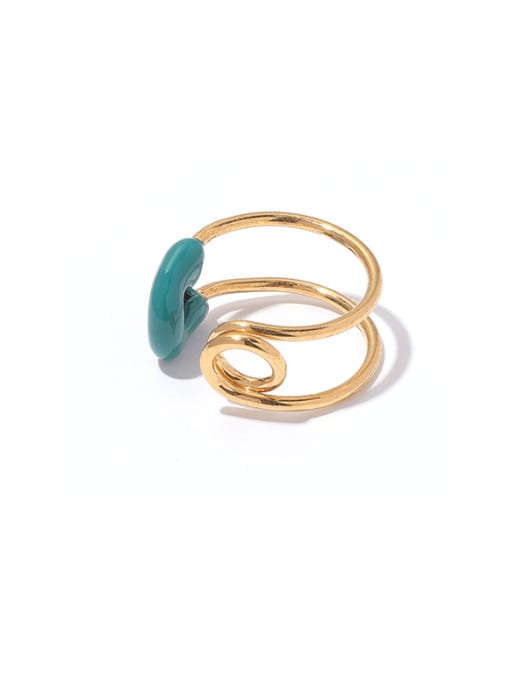 Ring Brass Enamel Geometric Vintage Stackable Ring