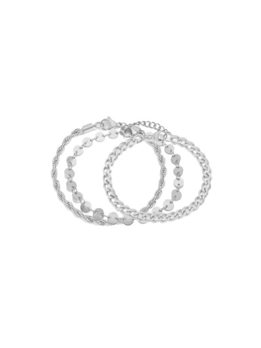 Steel color Stainless steel Irregular Chain Minimalist Link Bracelet