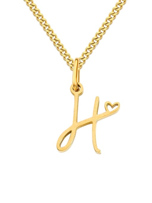H Gold Stainless steel Letter Minimalist Necklace