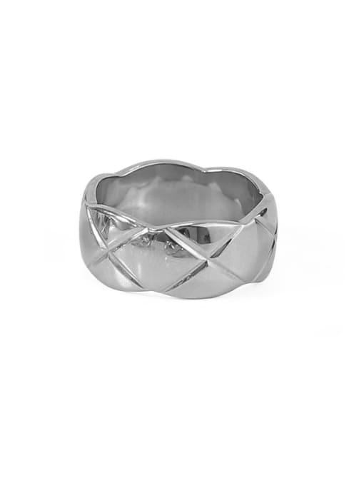 Wide face Steel Titanium Steel Geometric Vintage Band Ring