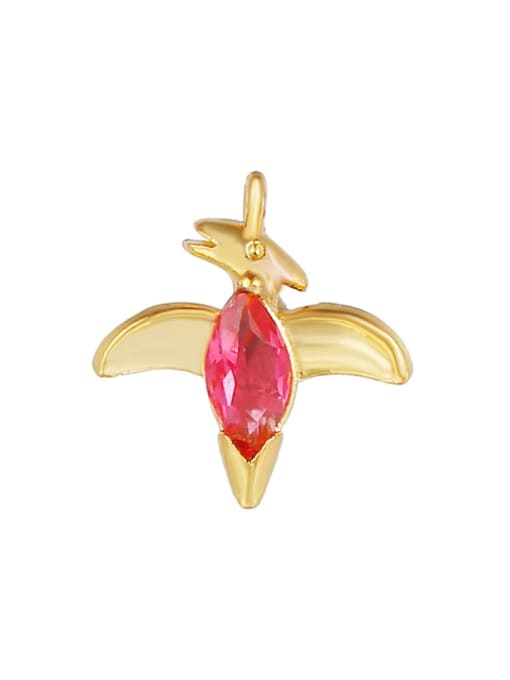 Rose red (gold) Brass Cubic Zirconia Multi Color Small animals Cute Diy  Charms