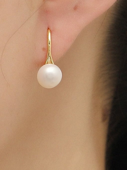 HYACINTH Brass Imitation Pearl Geometric Minimalist Hook Trend Korean Fashion Earring 1
