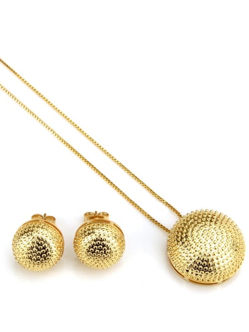renchi Brass Vintage Round ball Earring and Necklace Set 2