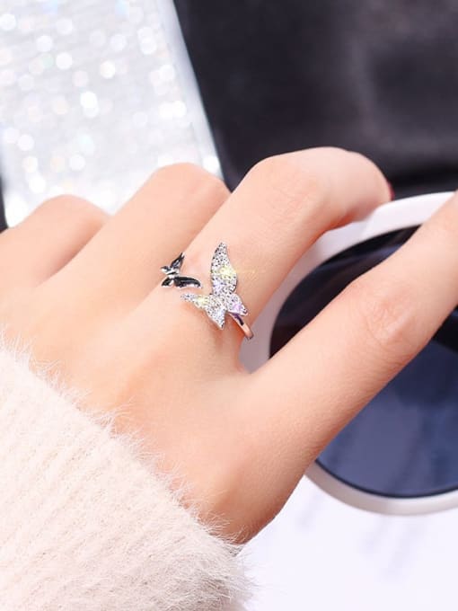 Papara Alloy+ Rhinestone White Butterfly Trend Ring/Free Size Ring 1