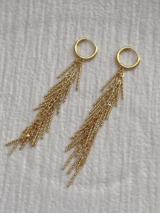 G127 Gold Tassel Earrings Brass Tassel Minimalist Threader Earring
