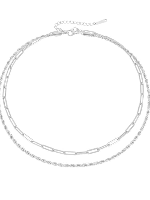 Steel color Stainless steel Irregular Minimalist Multi Strand Necklace