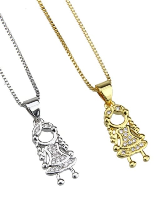renchi Brass Cubic Zirconia Cute Girl pendant  Necklace 4