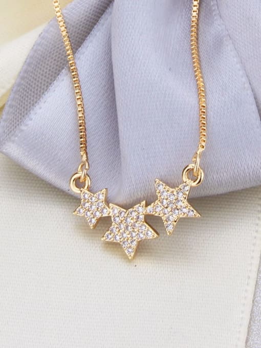 renchi Brass Star Cubic Zirconia Earring and Necklace Set 2