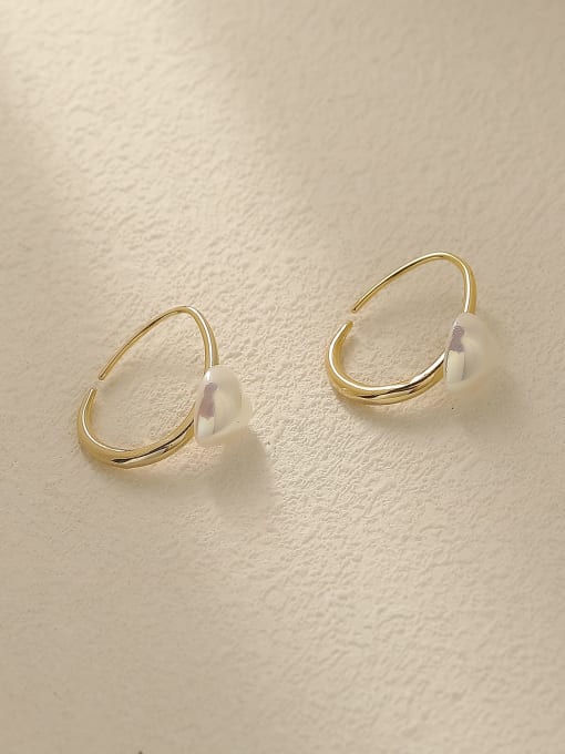 HYACINTH Brass Freshwater Pearl Heart Vintage Stud Trend Korean Fashion Earring 2