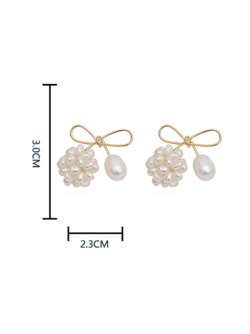 HYACINTH Brass Imitation Pearl Bowknot Minimalist Stud Earring 2