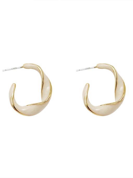 HYACINTH Brass Enamel Geometric Minimalist Huggie Earring 2