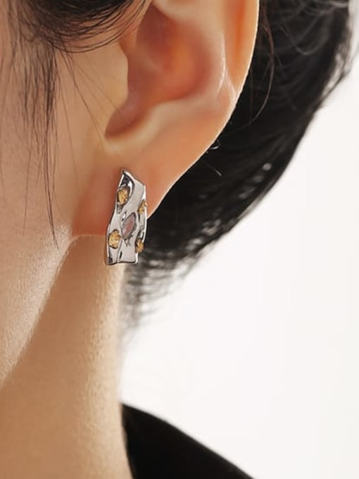 TINGS Brass Irregular  Geometric Vintage Stud Earring 1