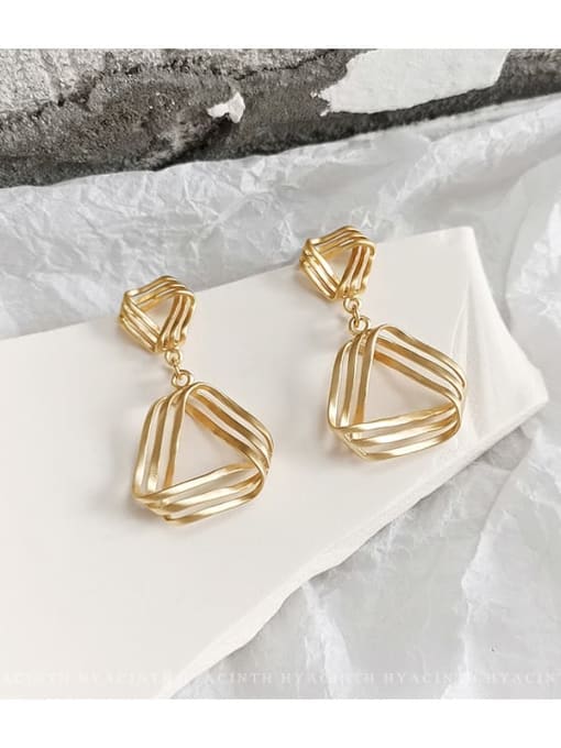 Dumb gold Copper Hollow Triangle Minimalist Drop Trend Korean Fashion Earring