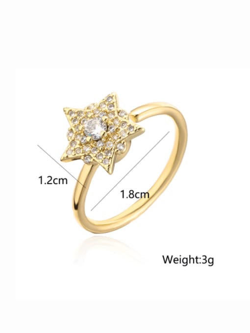 AOG Brass Cubic Zirconia Star Vintage Band Ring 2