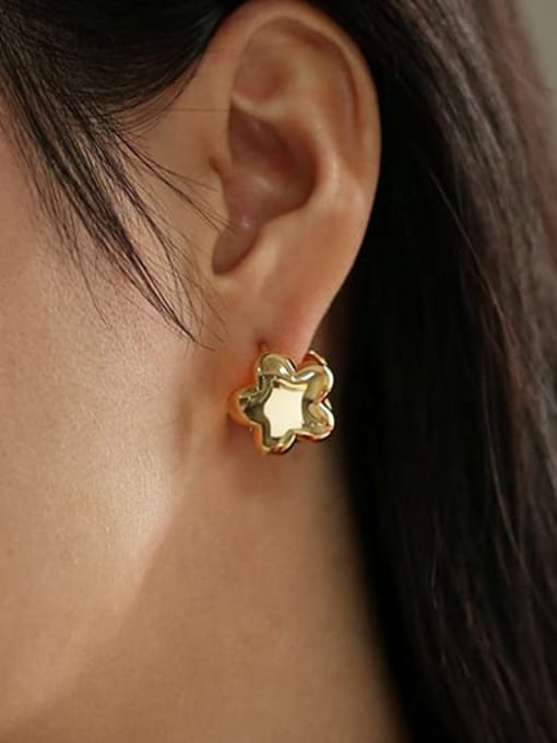 Five Color Brass Flower Vintage Stud Earring 1