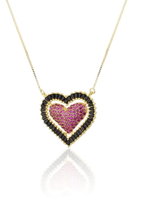 Zircon powder Brass Cubic Zirconia Heart Luxury Necklace