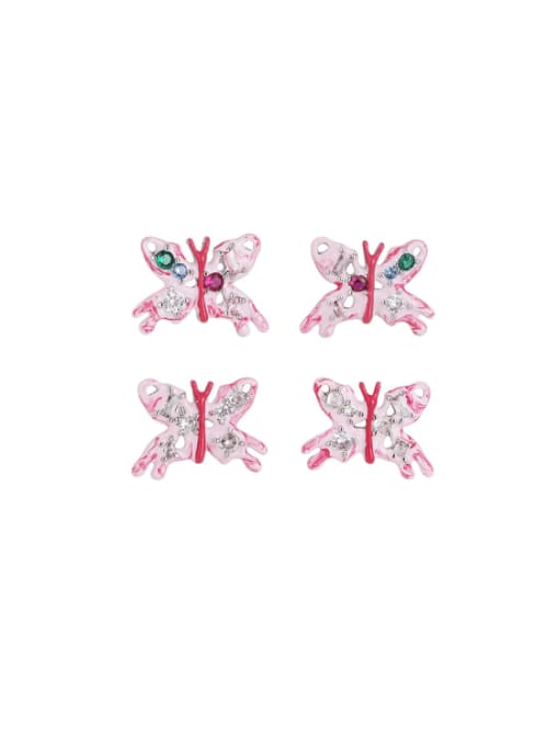 Five Color Brass Enamel Butterfly Cute Stud Earring