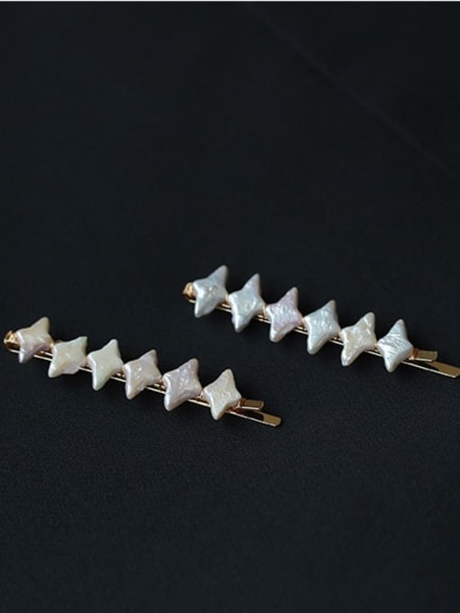 ACCA Brass Minimalist Geometric  Imitation Pearl Hair Pin 0