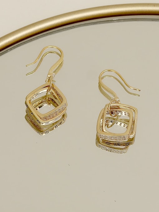 HYACINTH Copper Cubic Zirconia Geometric Minimalist Hook Trend Korean Fashion Earring 2