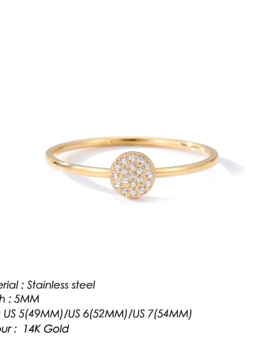 golden Stainless steel Cubic Zirconia Round Minimalist Band Ring