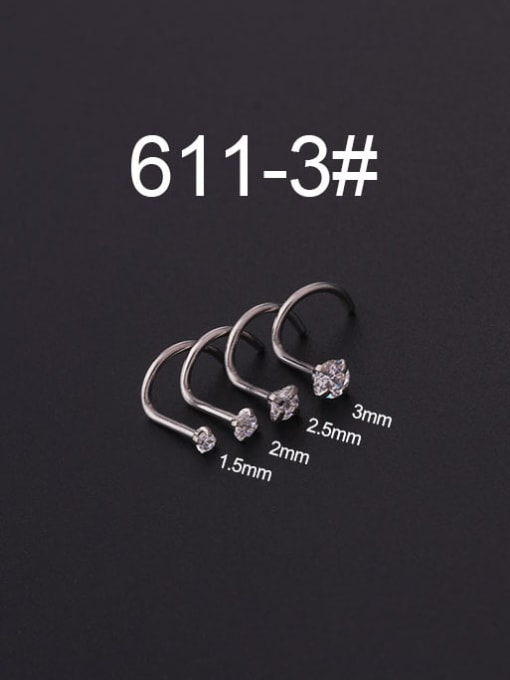 HISON Stainless steel Cubic Zirconia Geometric Minimalist Nose Rings (Single Only One) 3