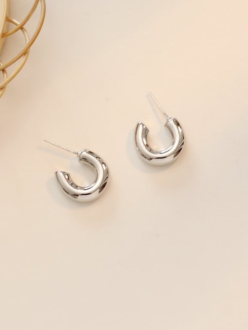 white k Copper Minimalist C shape Stud Trend Korean Fashion Earring