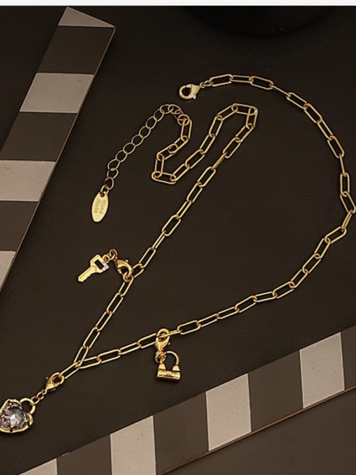 ACCA Brass Cubic Zirconia Key Minimalist Necklace 2