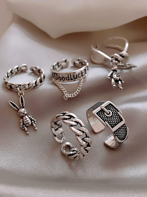 Papara Alloy +Star With Rabbit Trend Band Ring/Free Size Ring