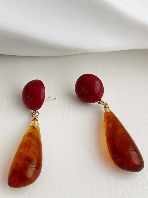Amber Alloy Resin Water Drop Vintage Drop Earring/Multi-Color Optional