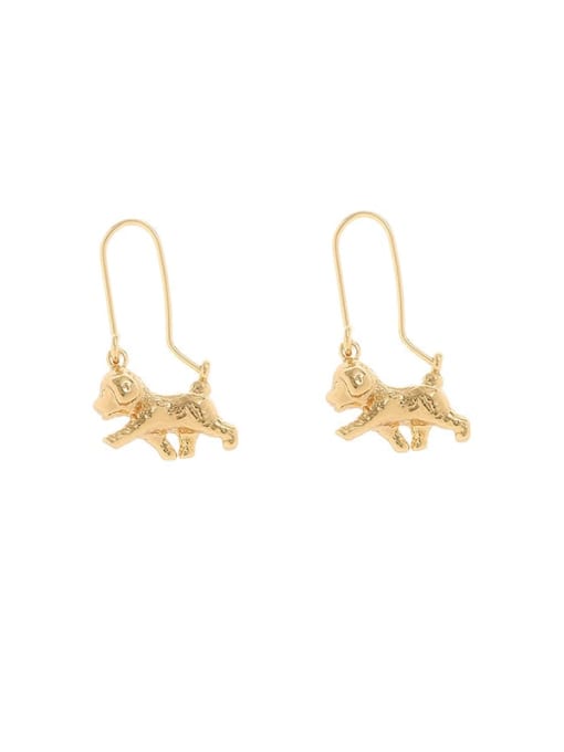 Golden Dog Brass Animal Cute Hook Earring