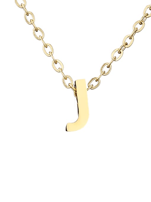 J 14K Titanium Letter Minimalist Initials Pendant Necklace