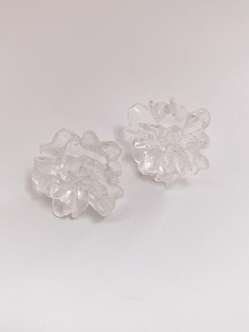 N135 transparent Resin Flower Cute Stud Earring/Multi-Color Optional