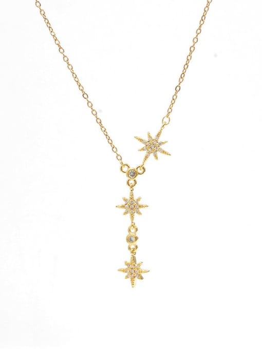 YOUH Brass Cubic Zirconia Star Dainty Lariat Necklace 0