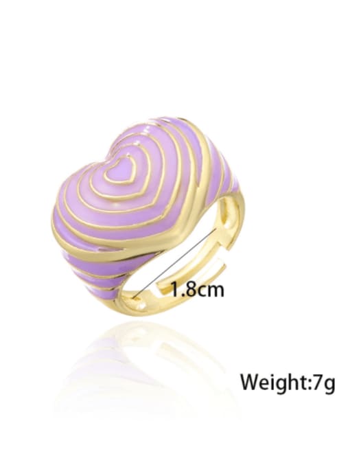 AOG Brass Enamel Heart Minimalist Band Ring 2