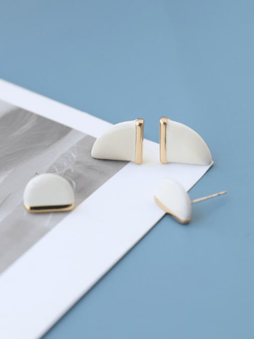 Five Color Brass Enamel Geometric Minimalist Stud Earring