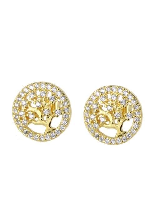 renchi Brass Cubic Zirconia Minimalist Tree Earring and Necklace Set 4