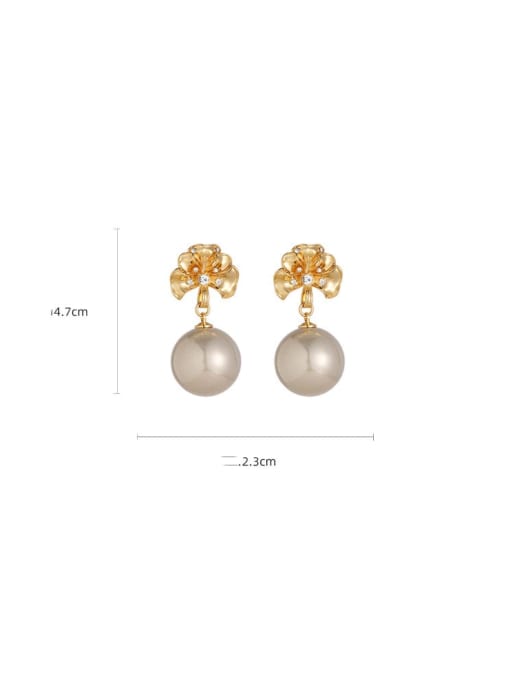 Five Color Brass Imitation Pearl Flower Dainty Stud Earring 2