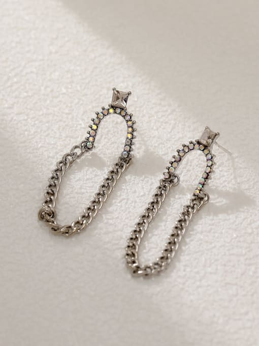 White K Brass Geometric Vintage Threader Earring