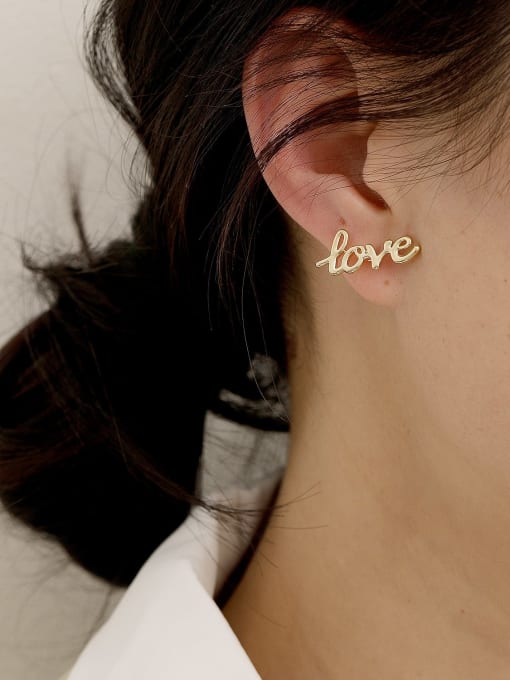 HYACINTH Brass Enamel Cute Asymmetrical star letters  Stud Trend Korean Fashion Earring 1
