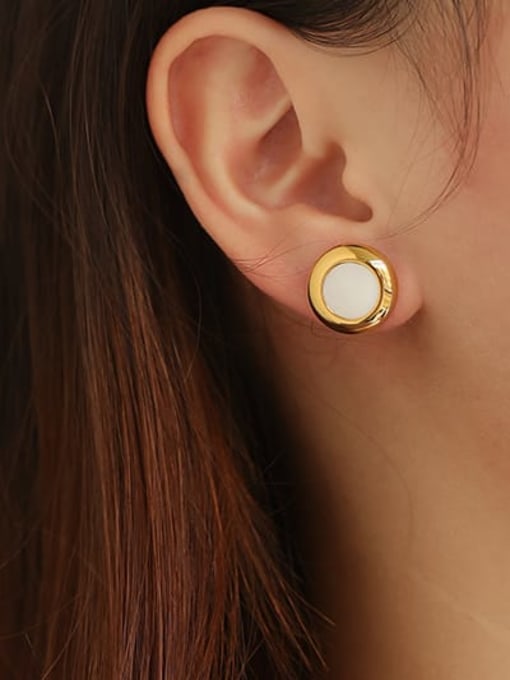ACCA Brass Shell Round Vintage Stud Earring 1
