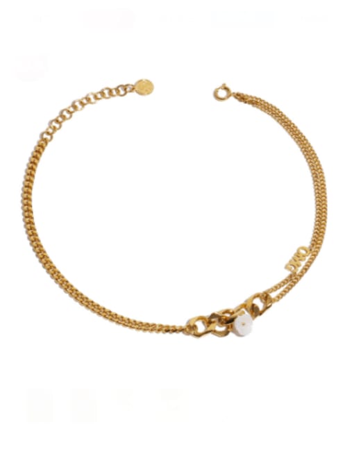 golden Brass Geometric Hip Hop  Hollow Chain Multi Strand Necklace